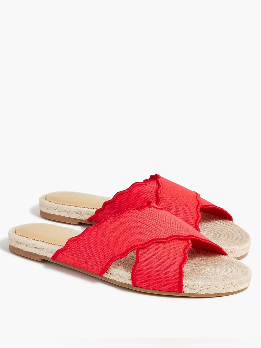 J. Crew Scalloped Slide Sandals Belvedere Red Size 9 Criss Cross Espadrille